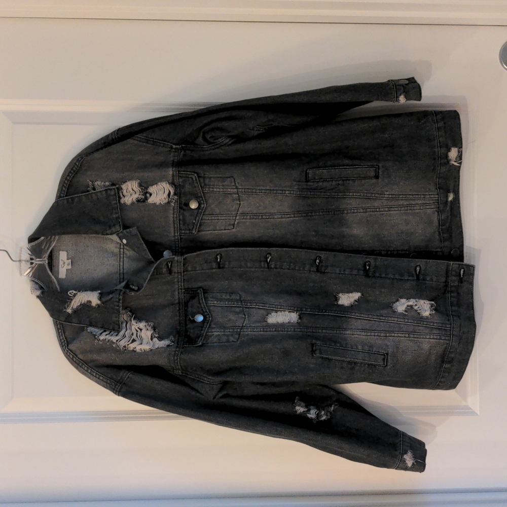 EASEL Los Angeles Oversized Distressed Denim Jacket